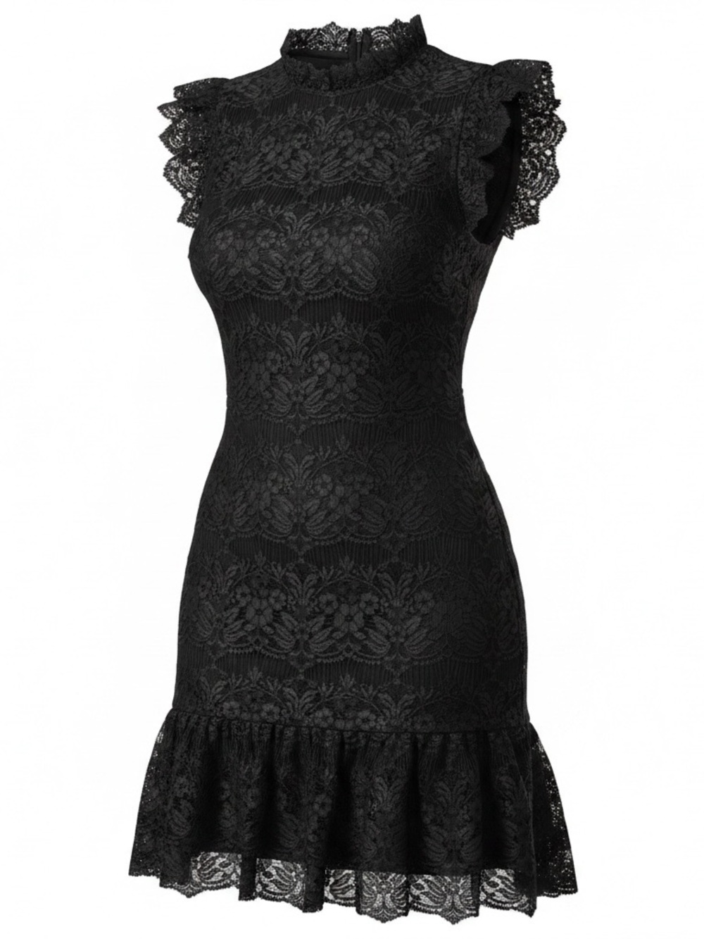 BCBG Floral Lace Ruffle Hem Shift Dress. Size 8 NWT